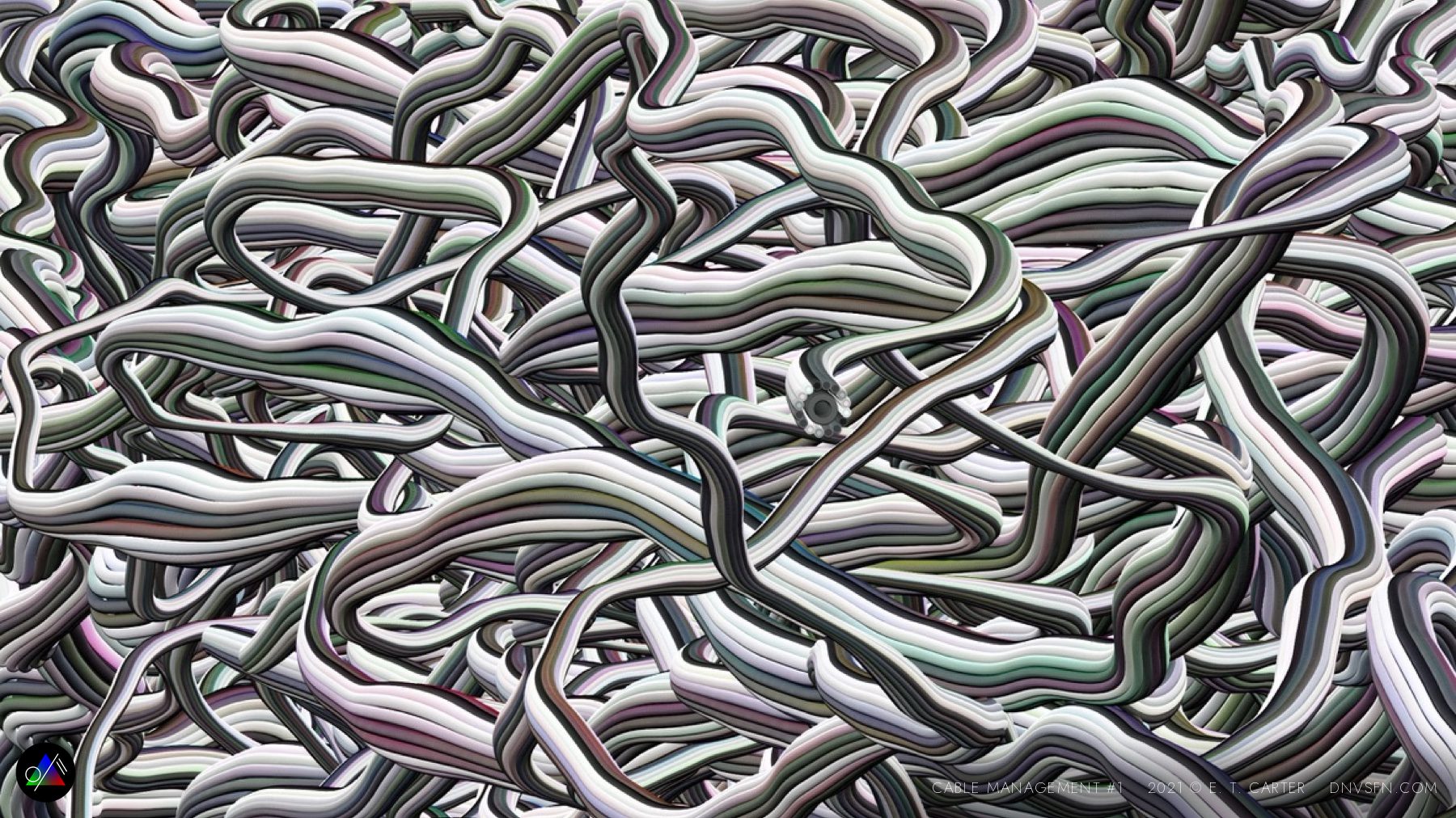 Tangled cable mass, monochrome.