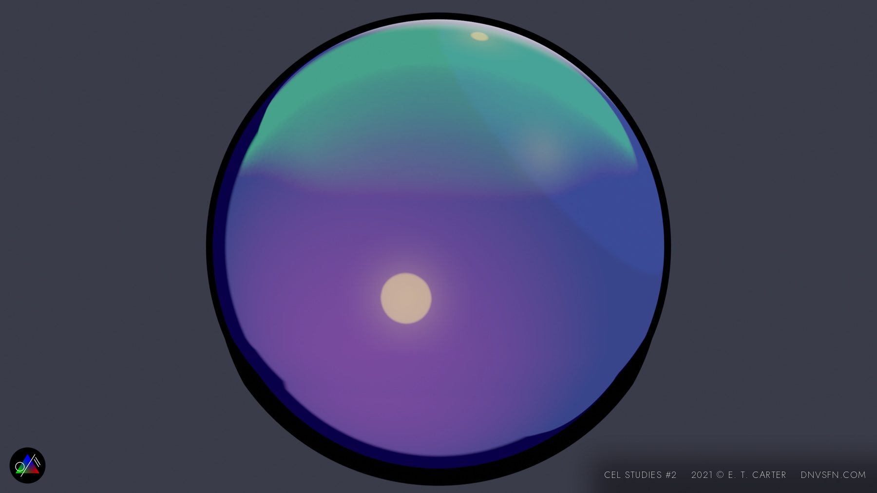 Iridescent sphere, lit from within.