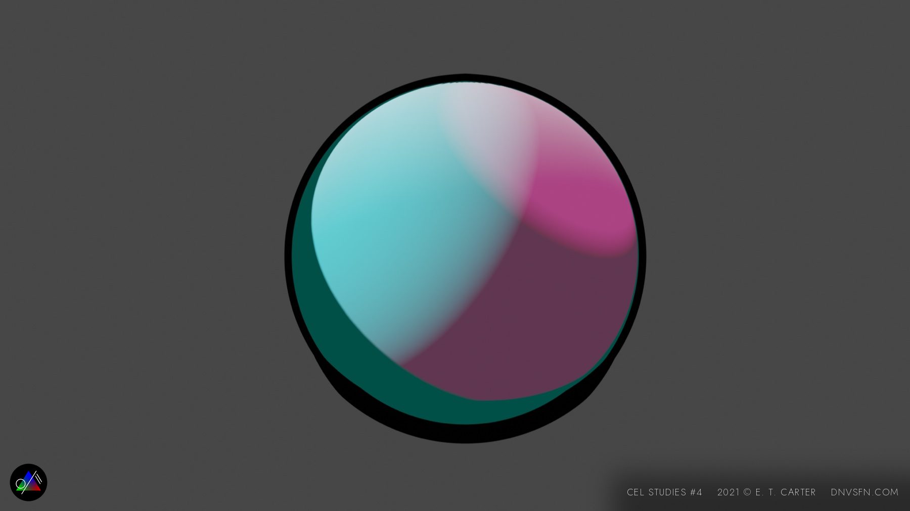 Teal and rose, hard highlight.