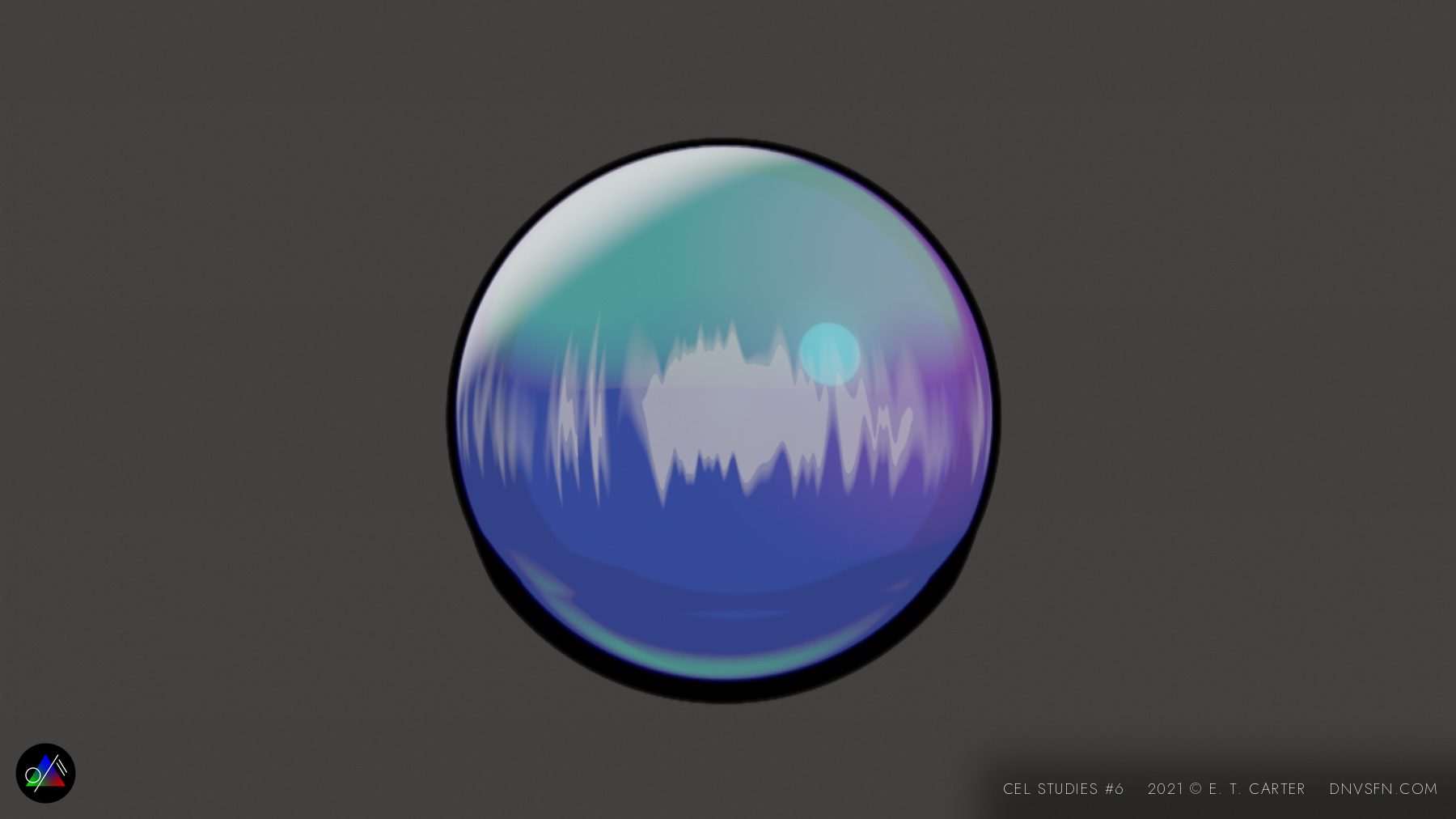 Blue gloss, a waveform in the reflection.