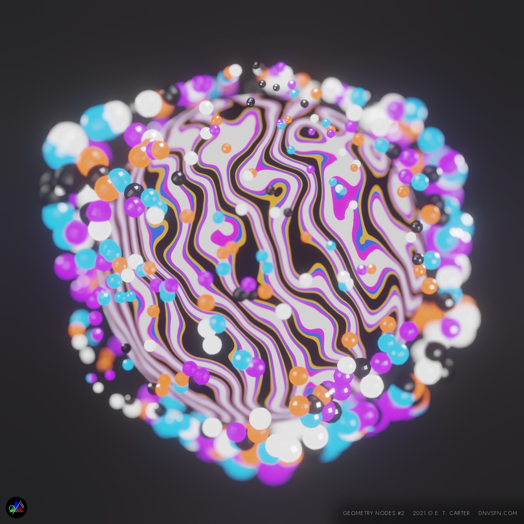 Bubble sphere, dark key.