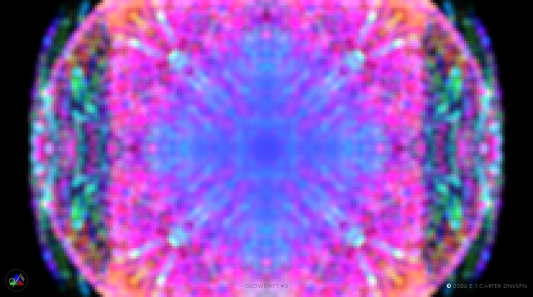 gyro, a four-fold pendulum mandala in rose and cobalt.
