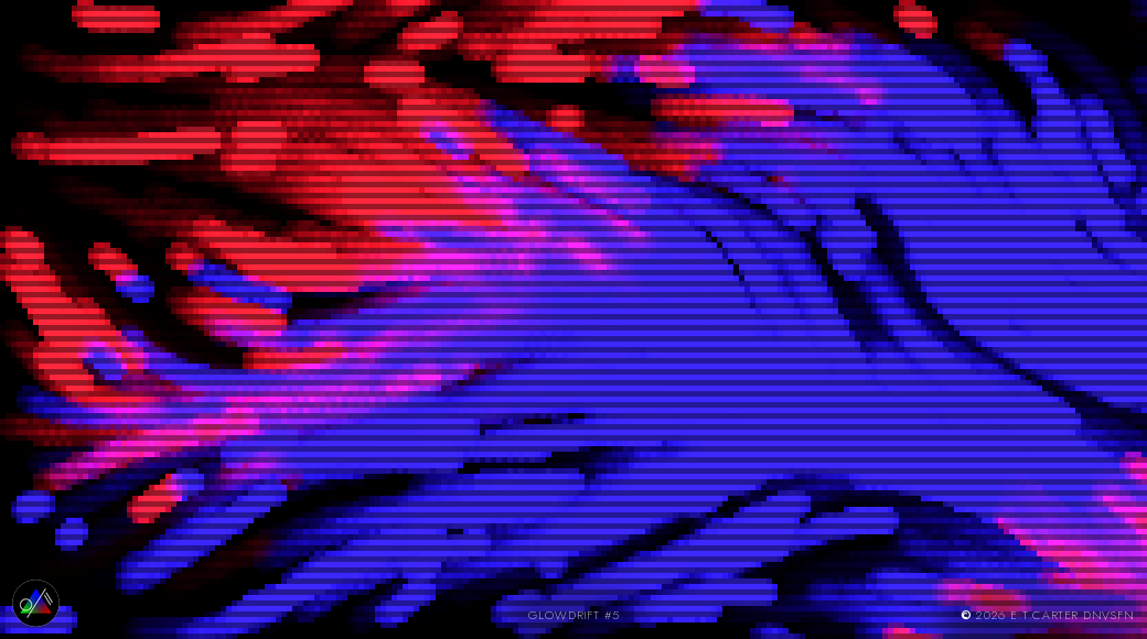 synthwave, scanlined magenta and cyan streams.