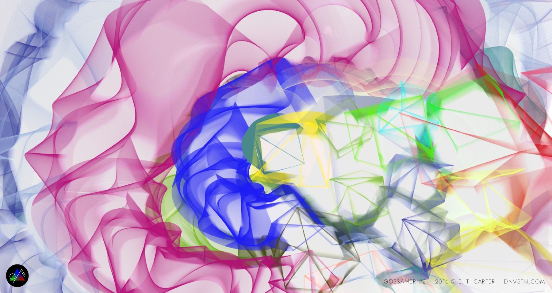Pink and blue veils over a wire knot.