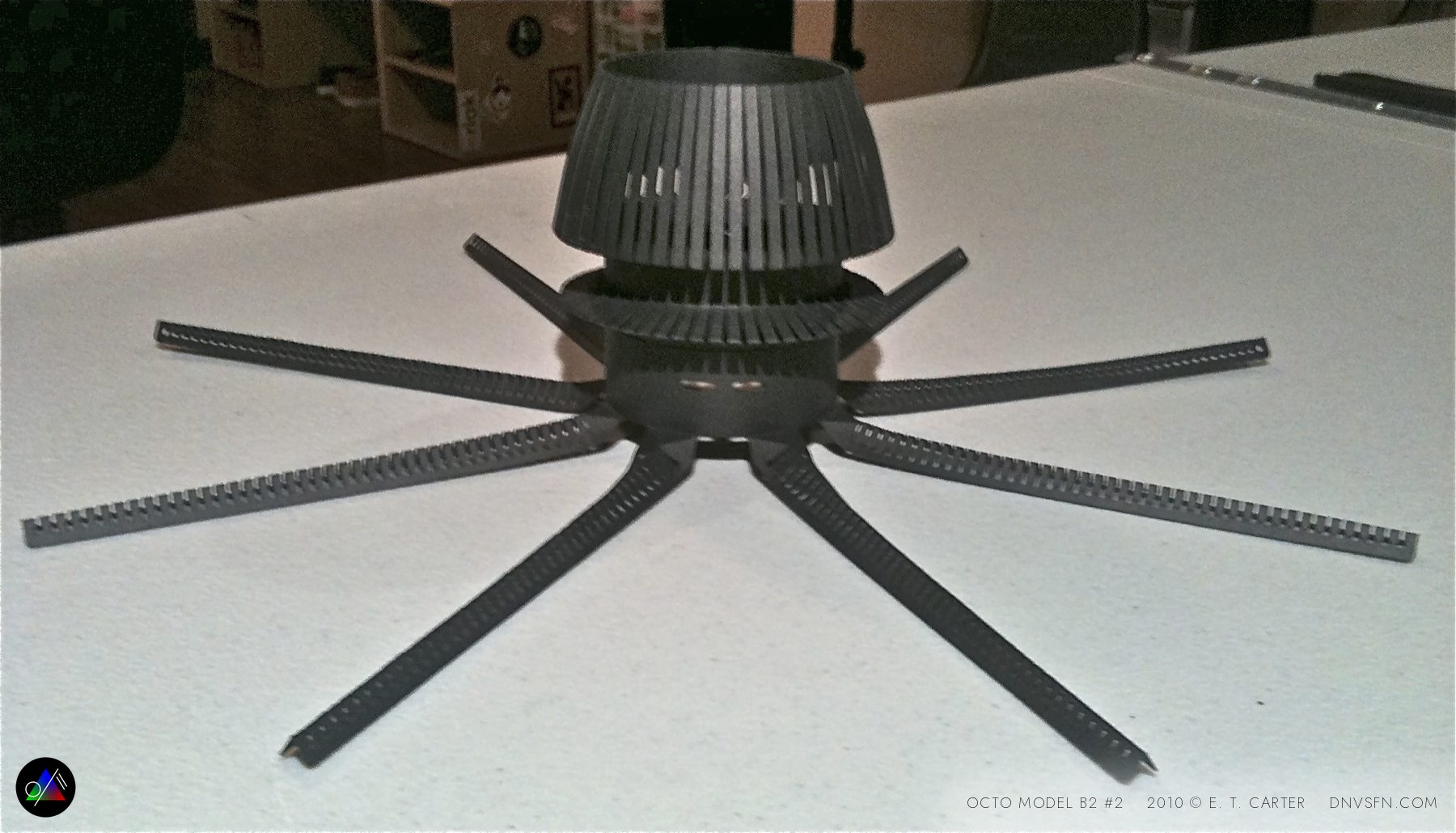 Standing on its own legs under hard light.
