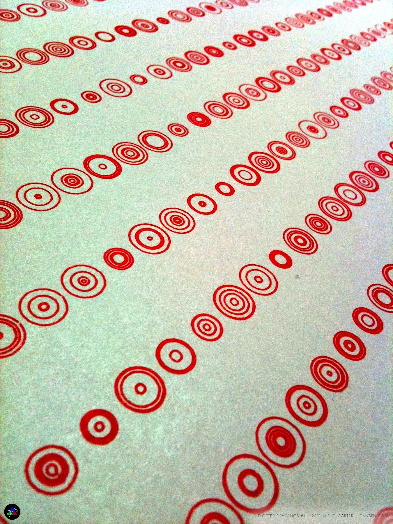 Concentric circles in red.