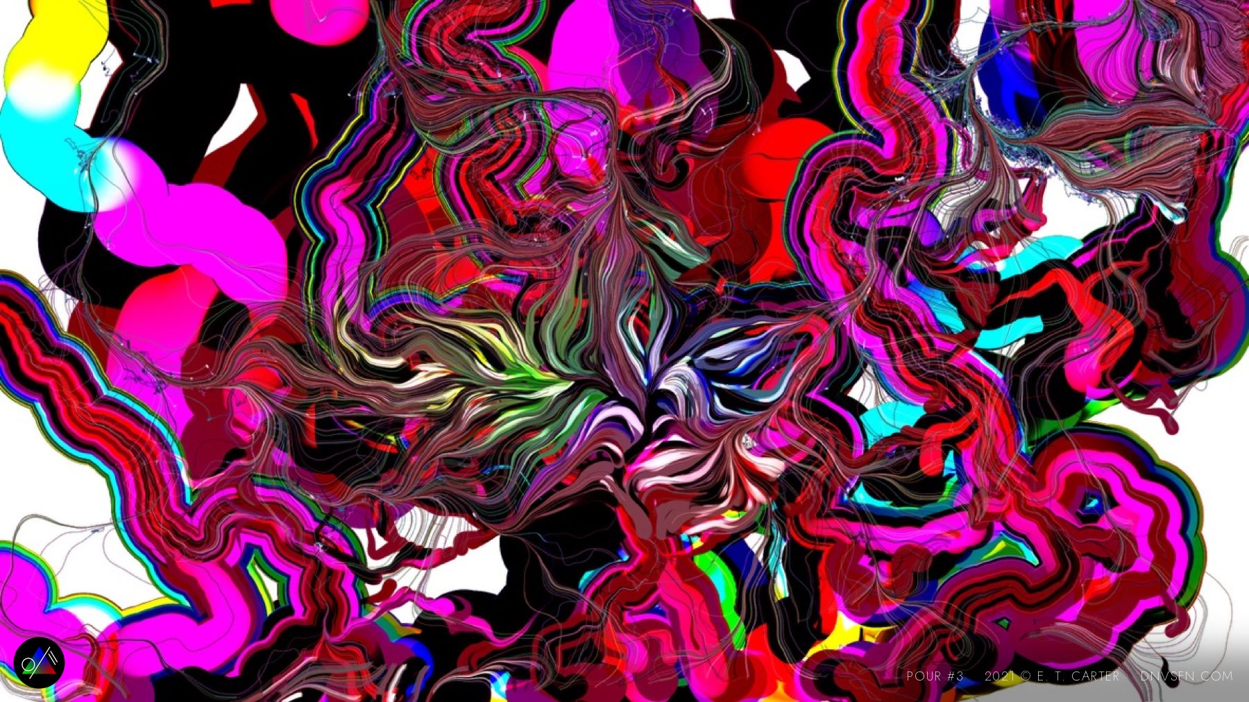 Red and cyan bloom.