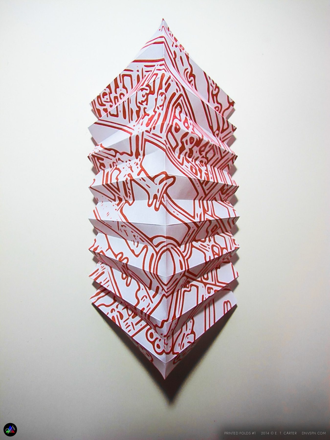 Red linework accordion.